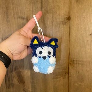 Blue and White Plush Keychain